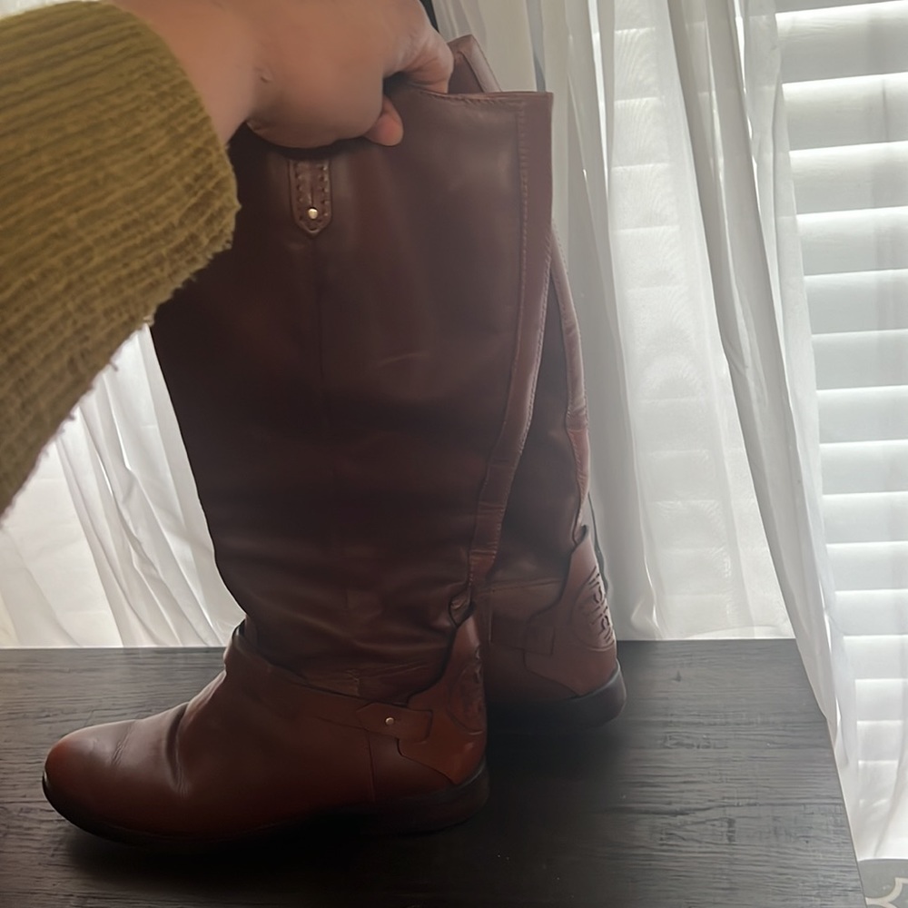 Medium, dark caramel colored Tory Burch riding boots - Picture 2 of 5